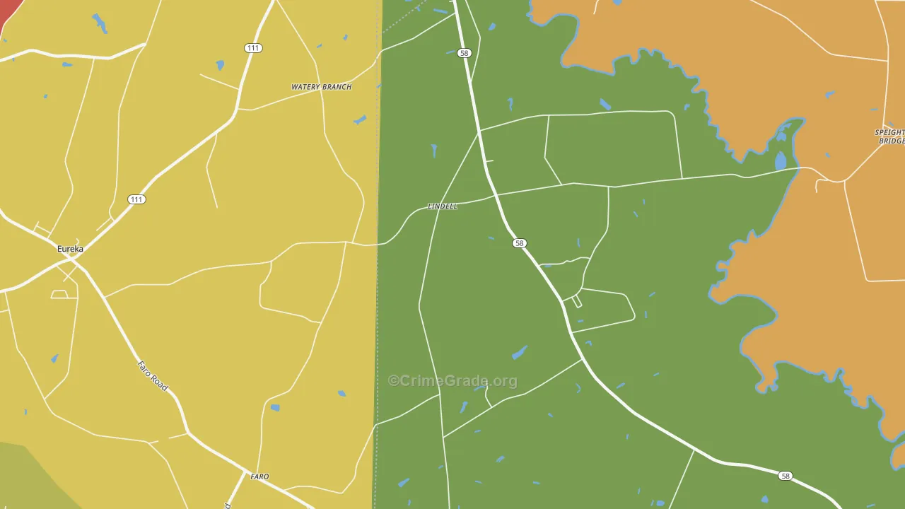 Lindell, NC Map of Burglary Rates