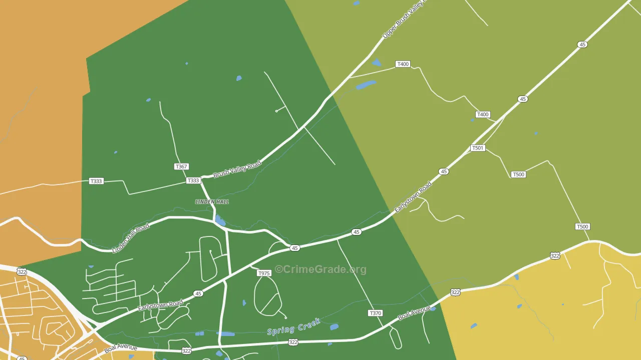 Linden Hall, PA Map of Burglary Rates