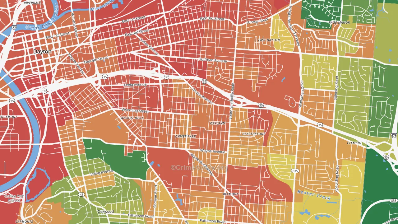 Linden Heights, Dayton, OH Map of Burglary Rates