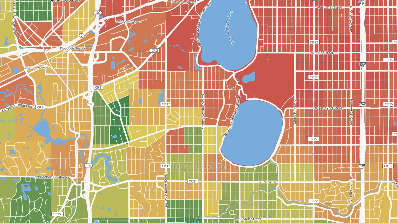 Linden Hills, Minneapolis, MN Map of Burglary Rates