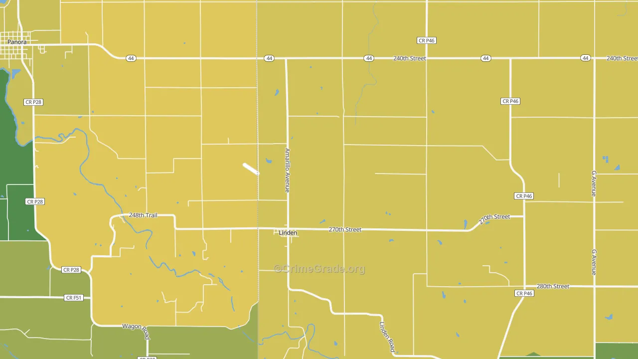 Linden, IA Map of Burglary Rates