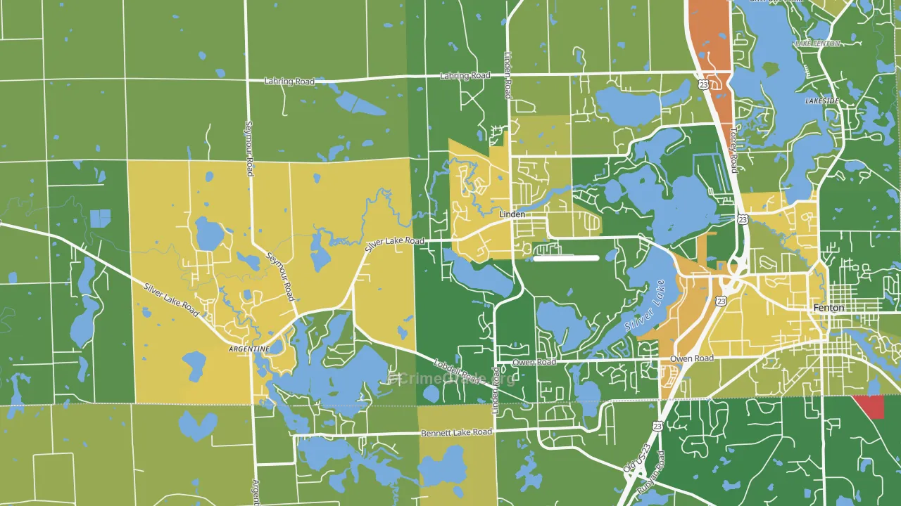 Linden, MI Map of Burglary Rates