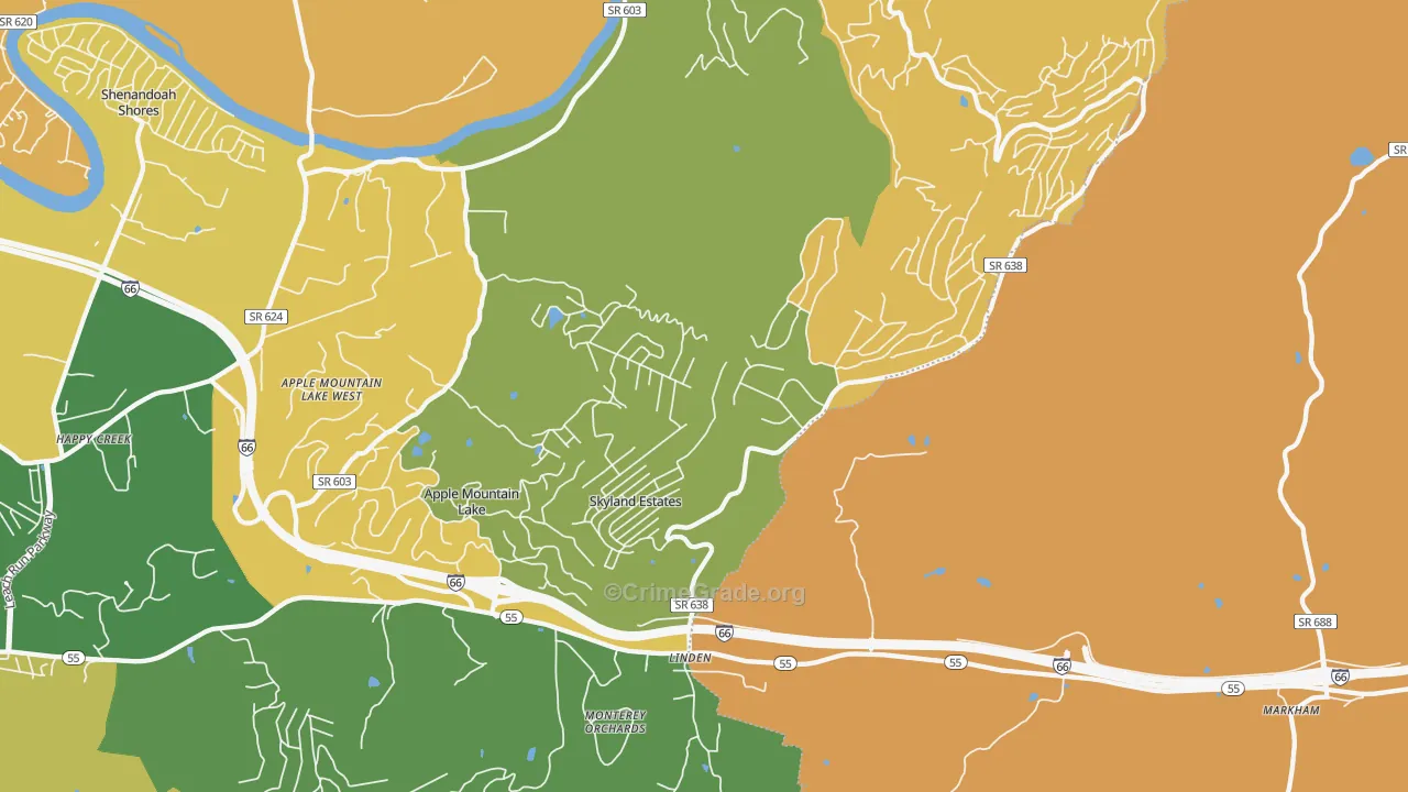 Linden, VA Map of Burglary Rates