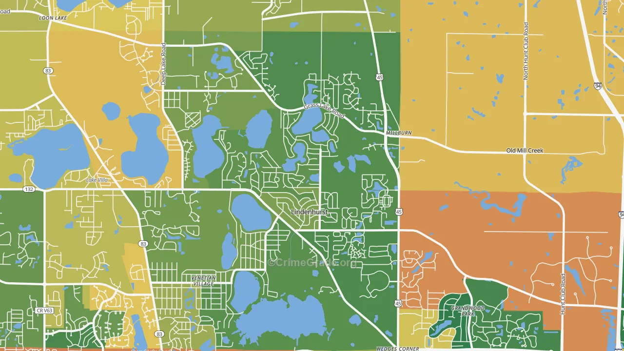 Lindenhurst, IL Map of Burglary Rates