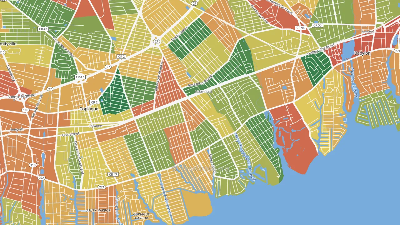 Lindenhurst, NY Map of Burglary Rates