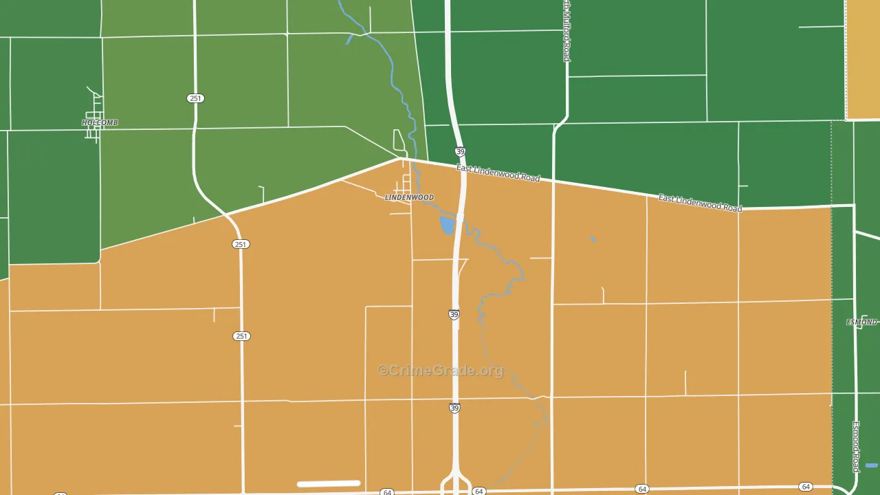 Lindenwood, IL Map of Burglary Rates