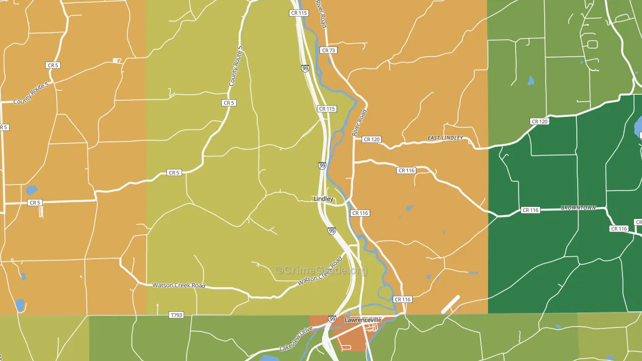Lindley, NY Map of Burglary Rates