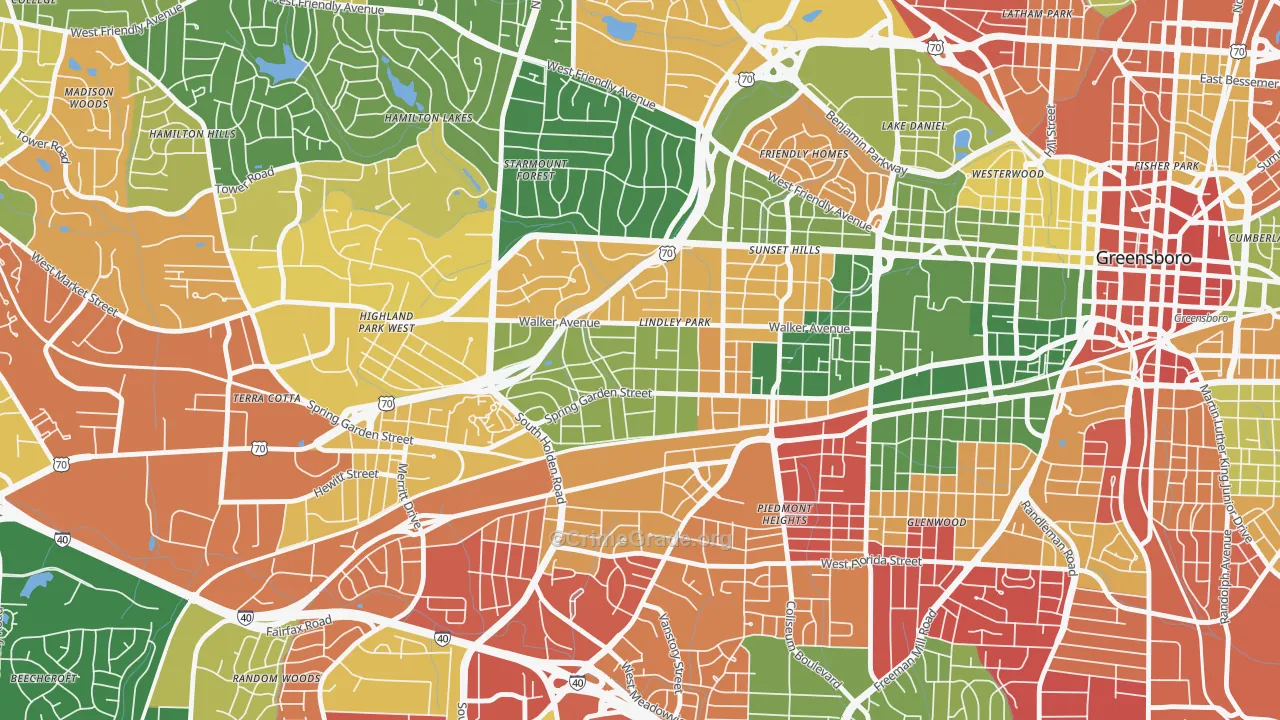 Lindley Park, Greensboro, NC Map of Burglary Rates