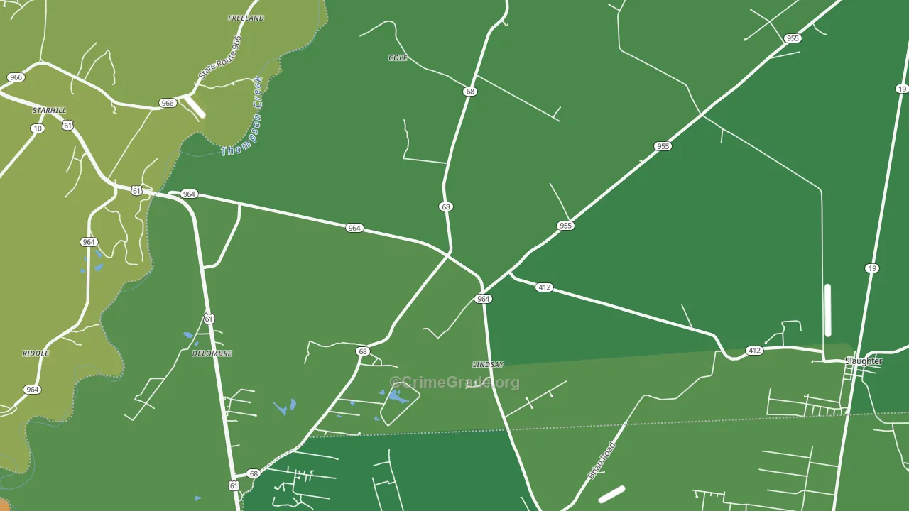 Lindsay, LA Map of Burglary Rates