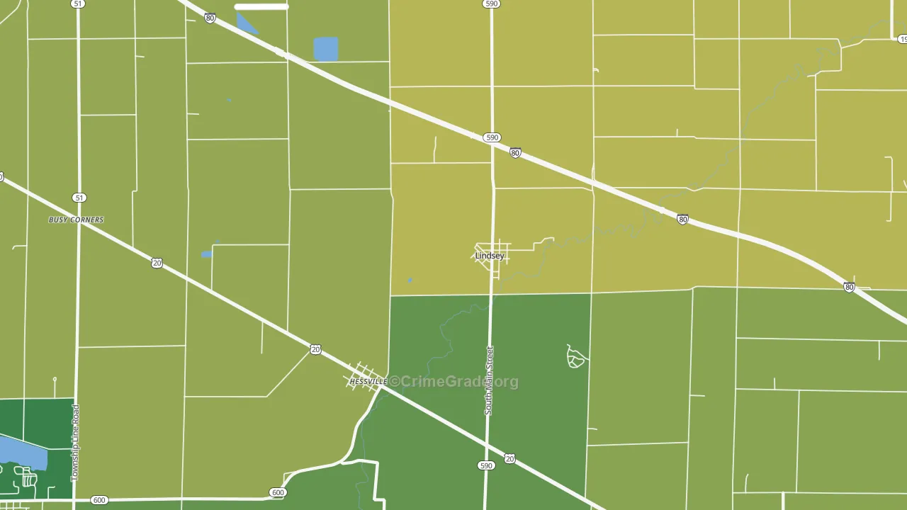 Lindsey, OH Map of Burglary Rates