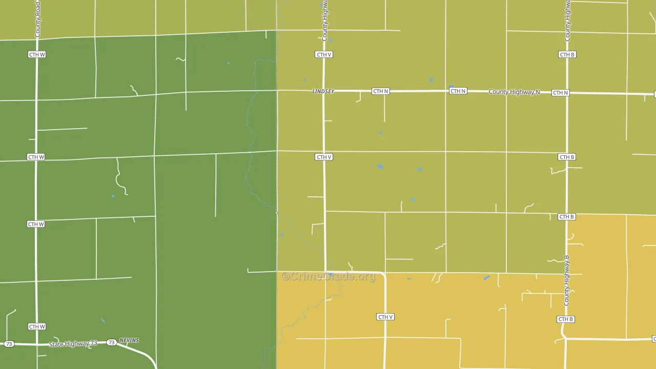 Lindsey, WI Map of Burglary Rates