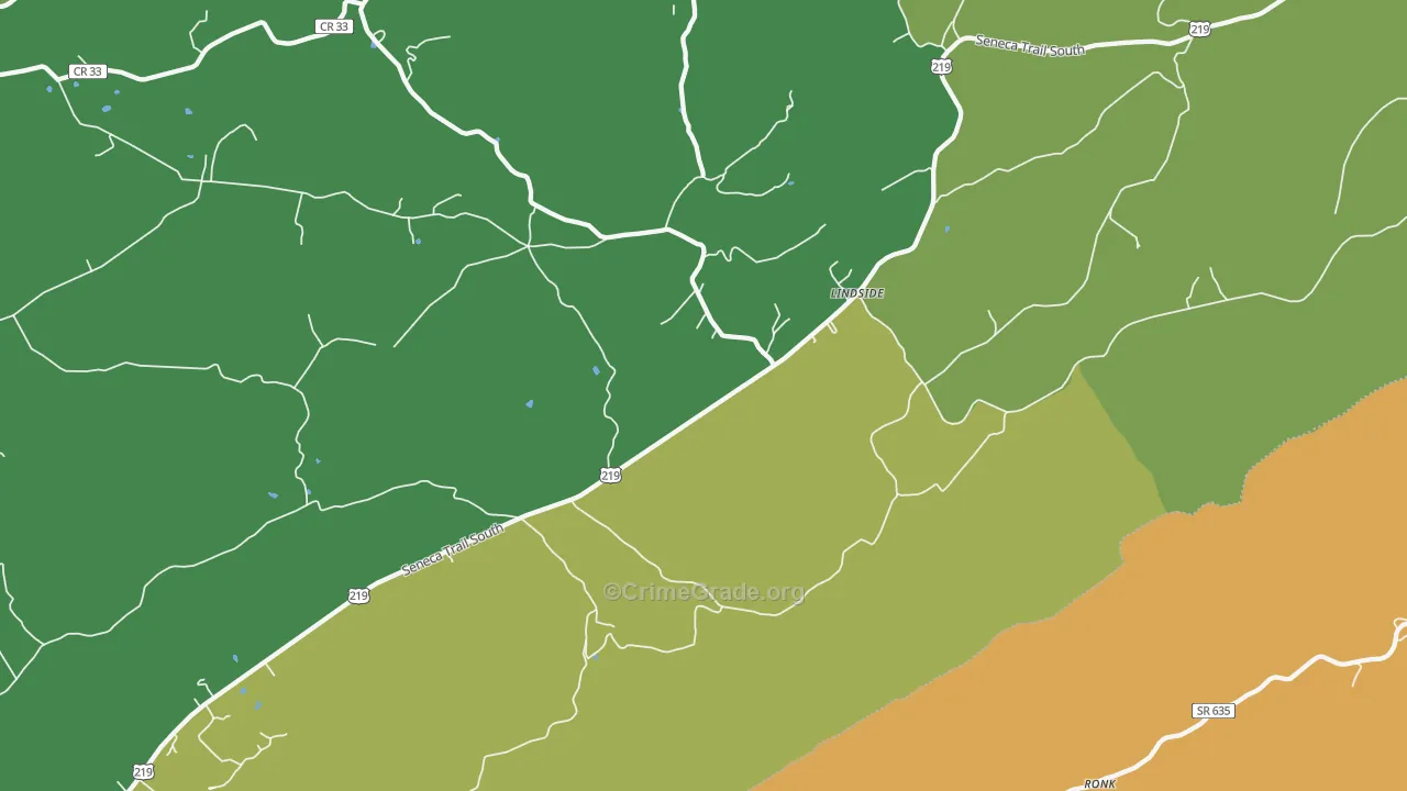 Lindside, WV Map of Burglary Rates