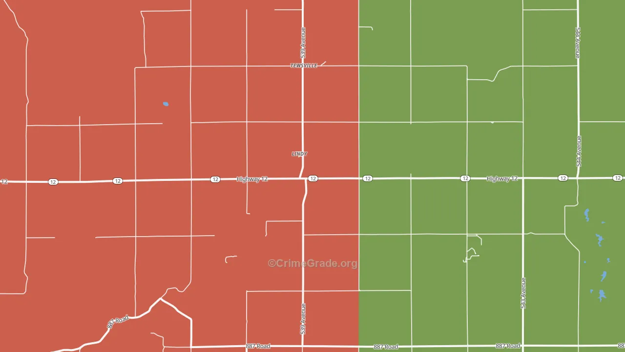 Lindy, NE Map of Burglary Rates