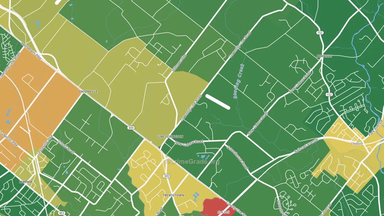 Line Lexington, PA Map of Burglary Rates