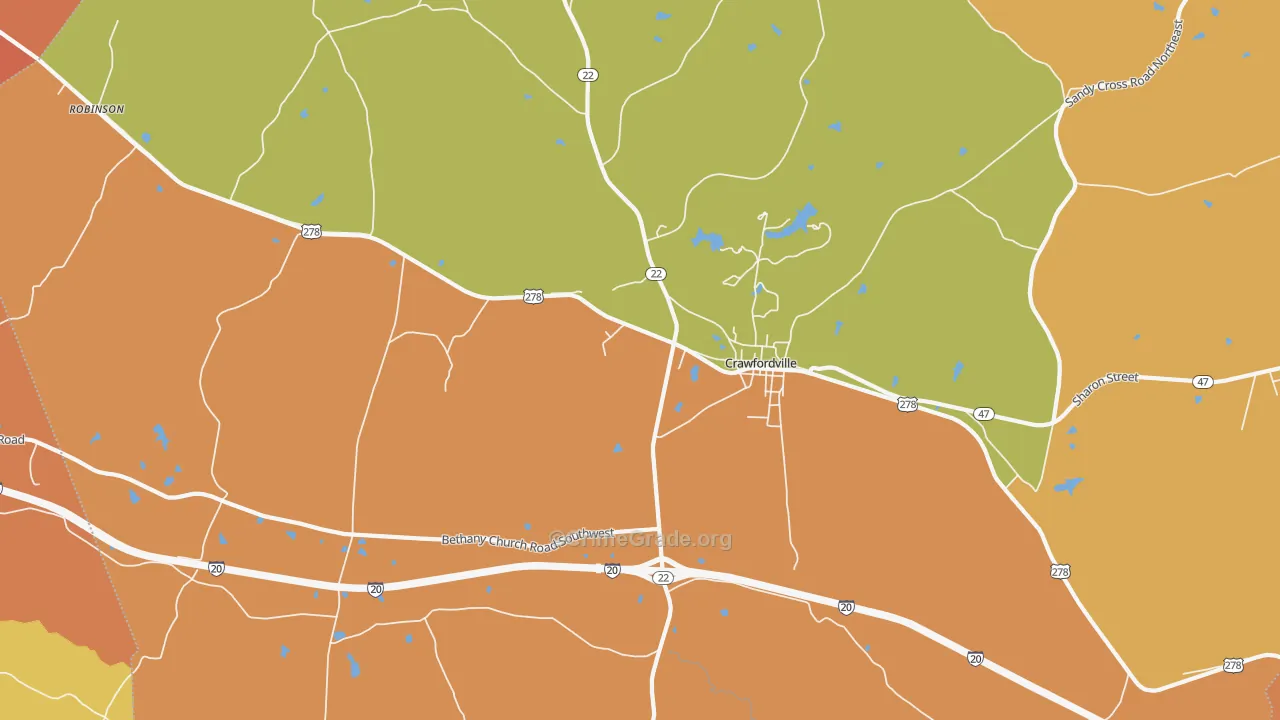 Linesville, GA Map of Burglary Rates
