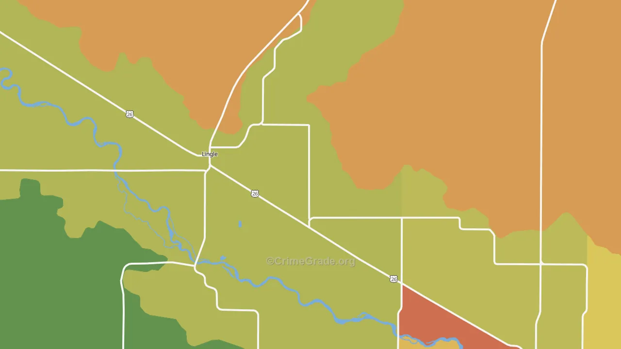 Lingle, WY Map of Burglary Rates
