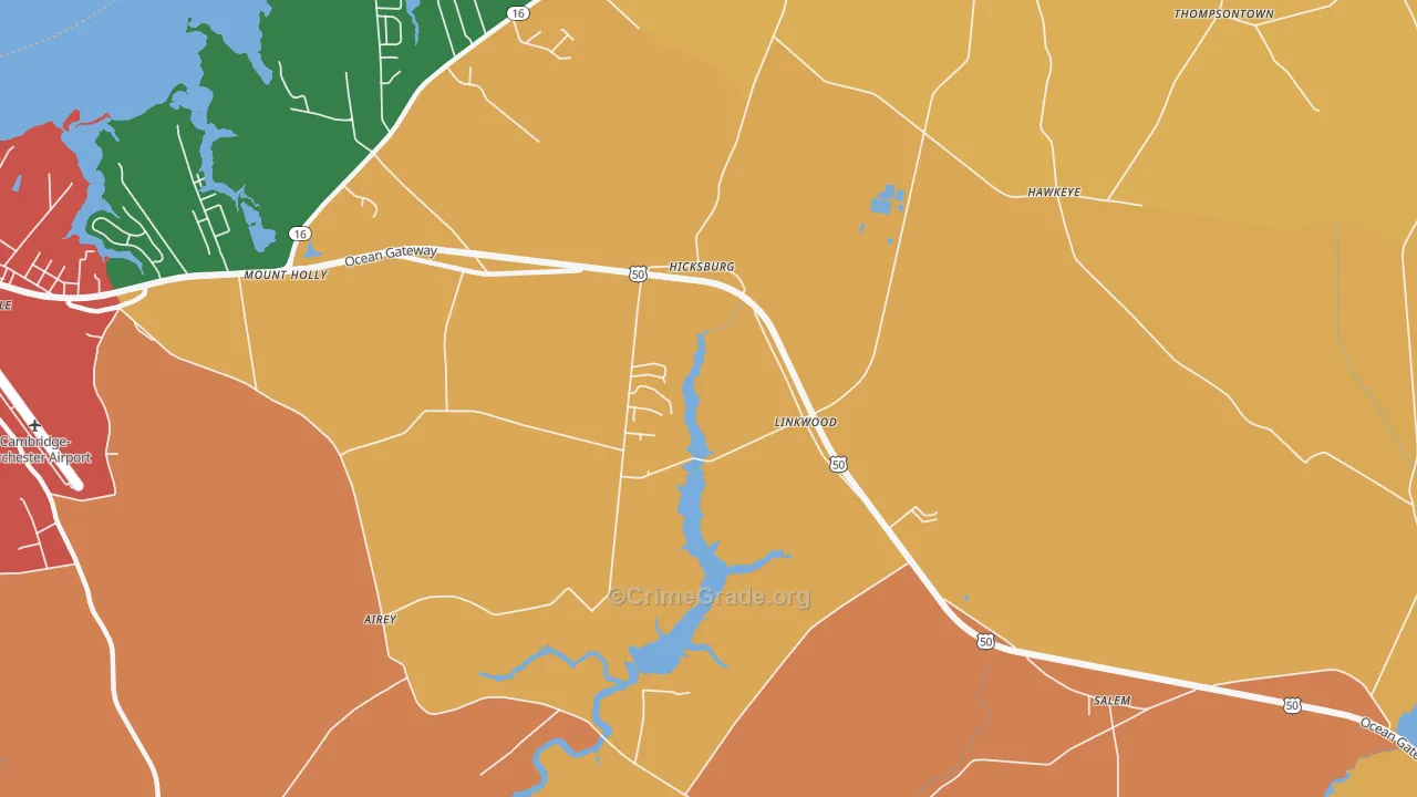 Linkwood, MD Map of Burglary Rates