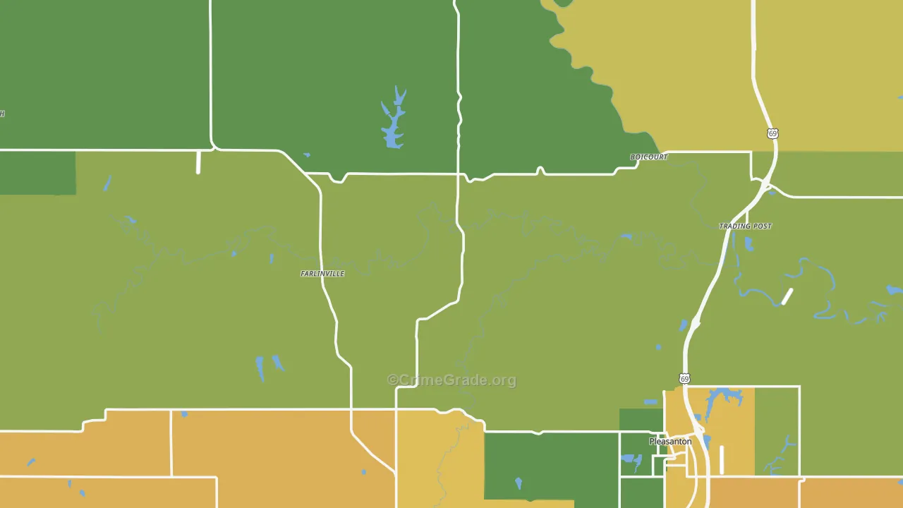 Linn County, KS Map of Burglary Rates