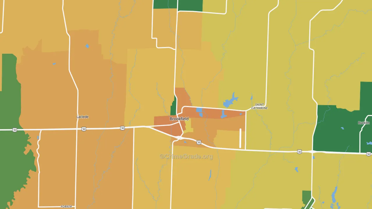 Linn County, MO Map of Burglary Rates