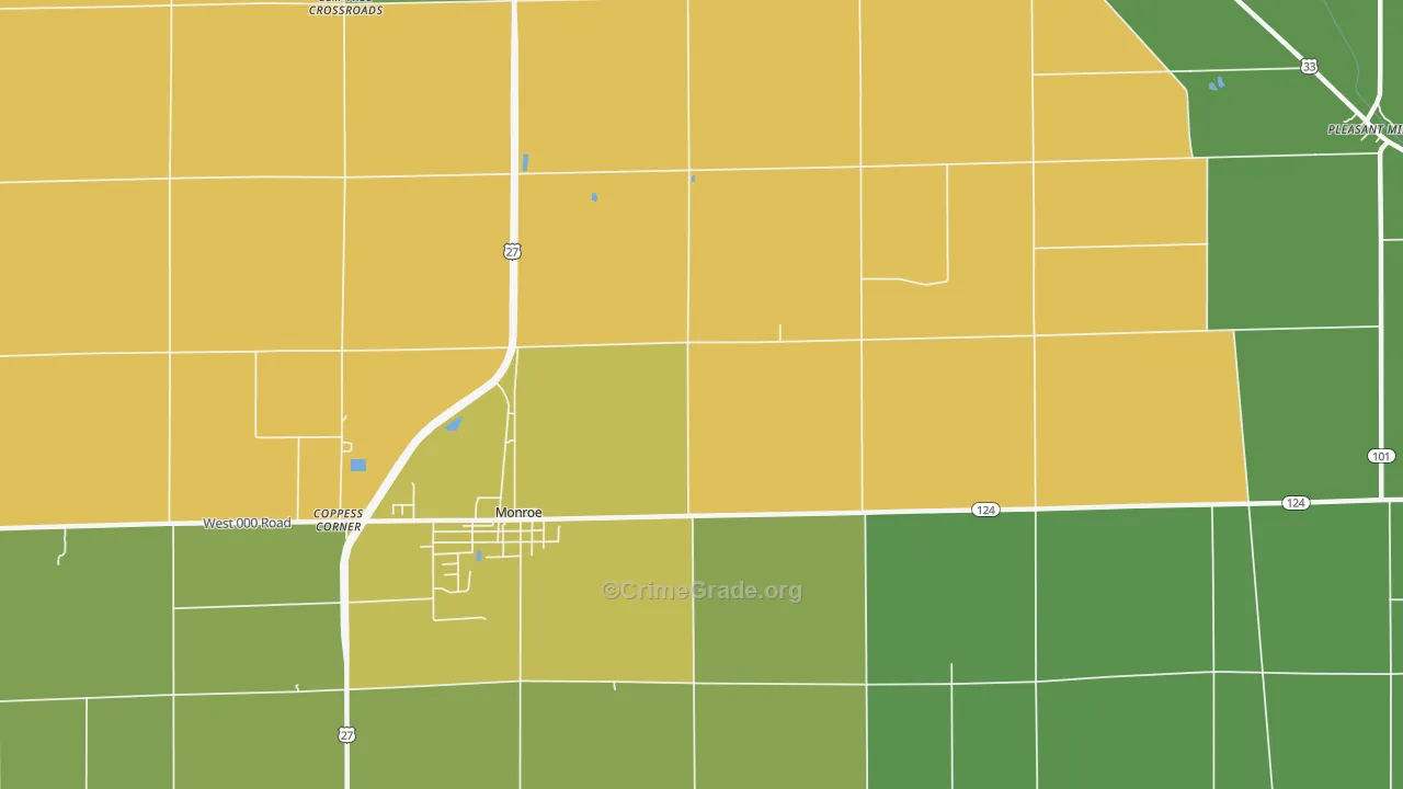 Linn Grove, IN Map of Burglary Rates