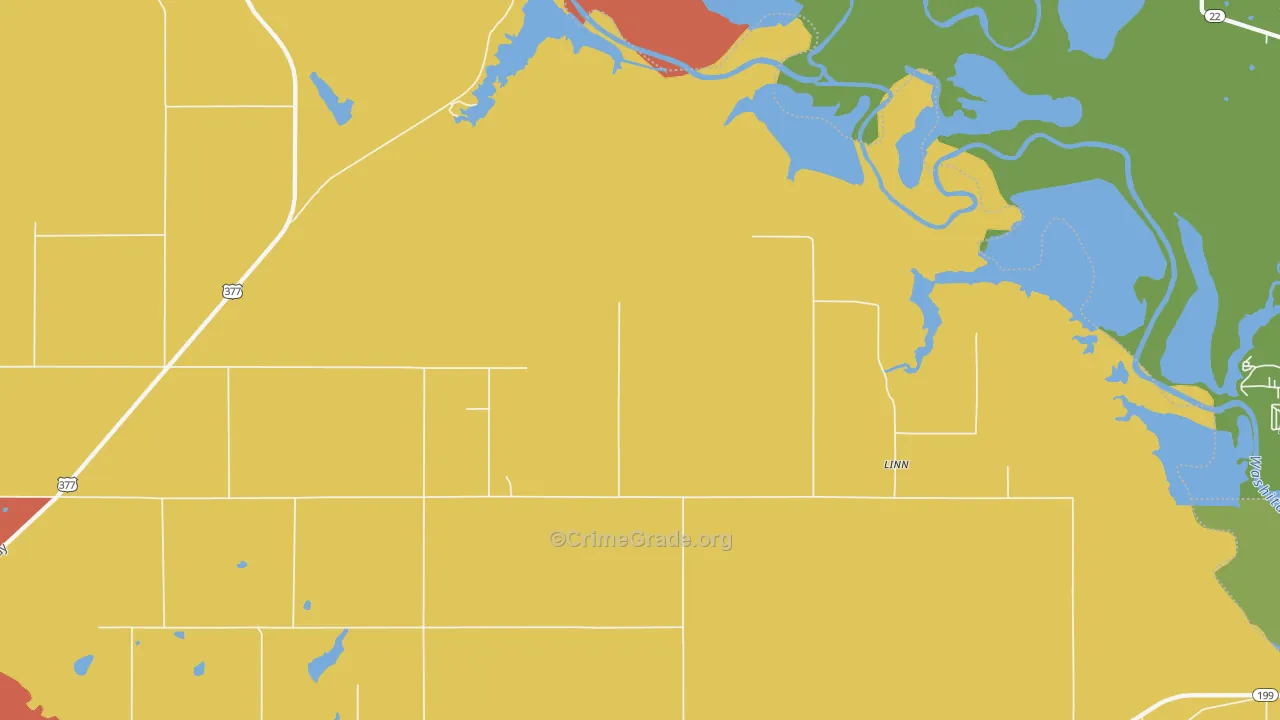 Linn, OK Map of Burglary Rates