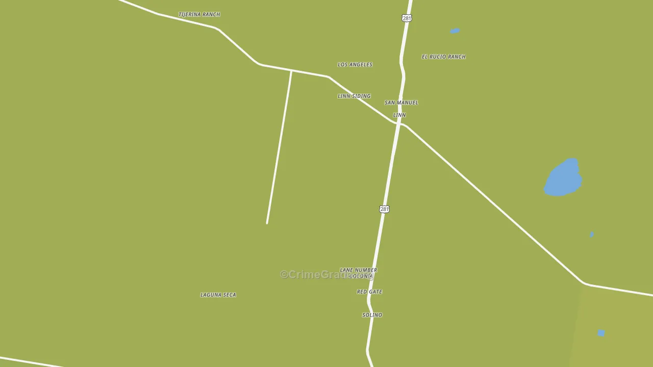 Linn, TX Map of Burglary Rates