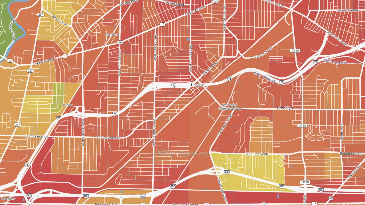 Linndale, OH Map of Burglary Rates