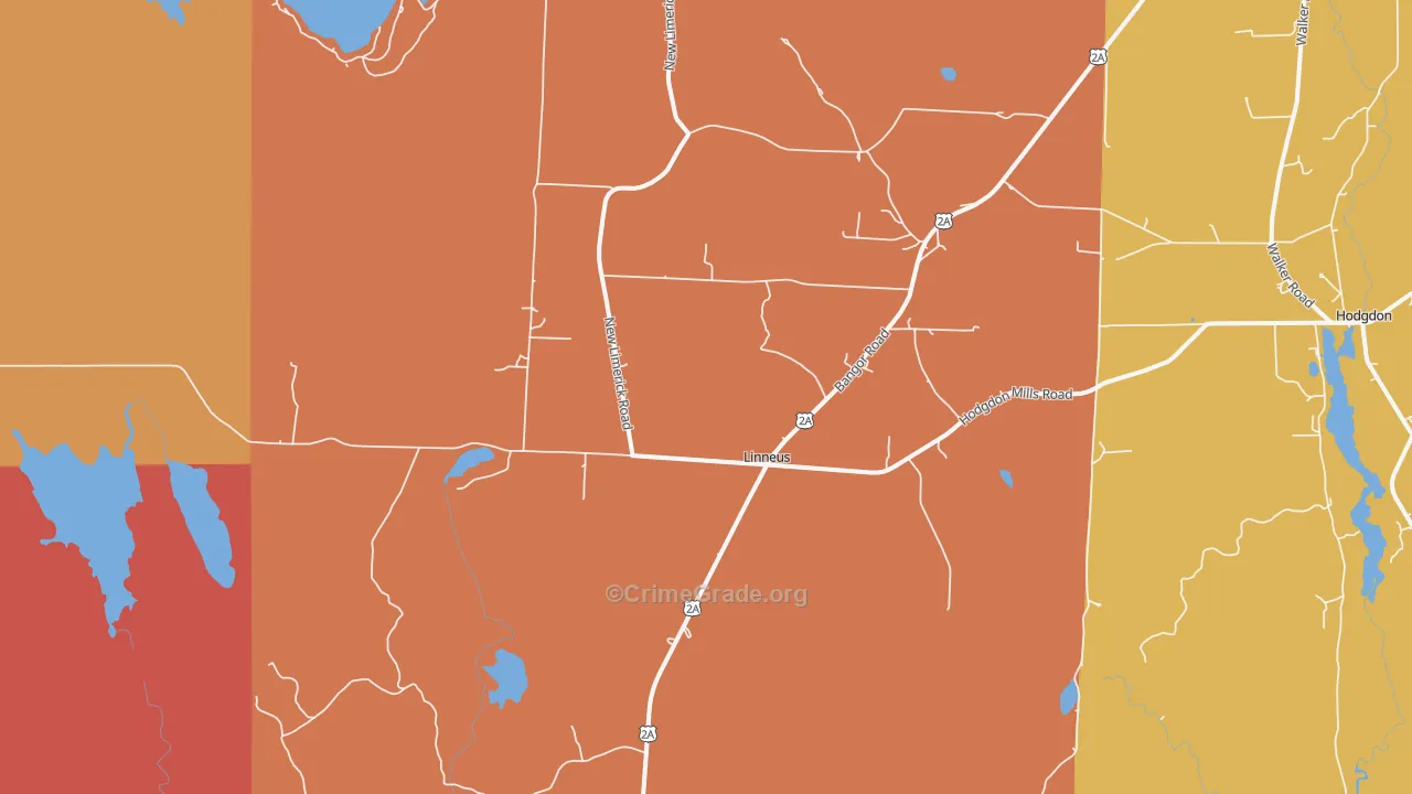 Linneus, ME Map of Burglary Rates