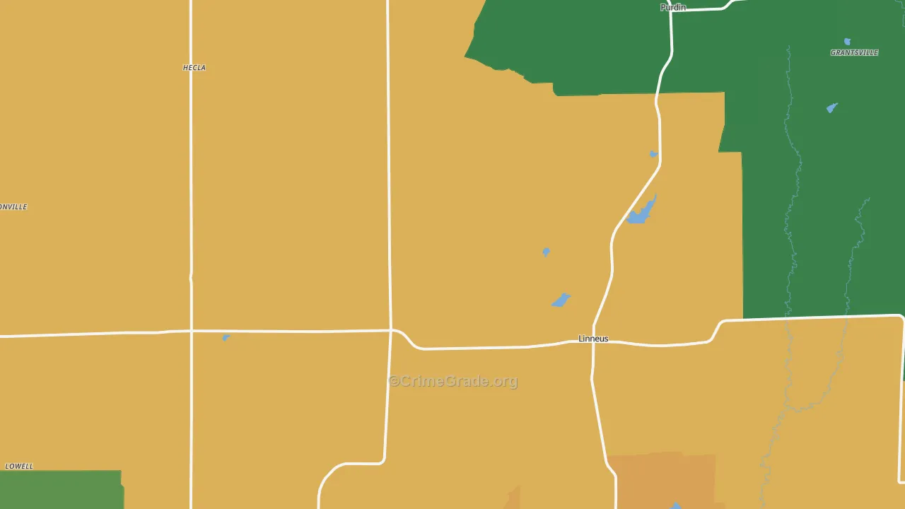 Linneus, MO Map of Burglary Rates