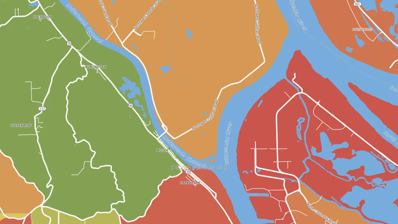 Linnton, OR Map of Burglary Rates