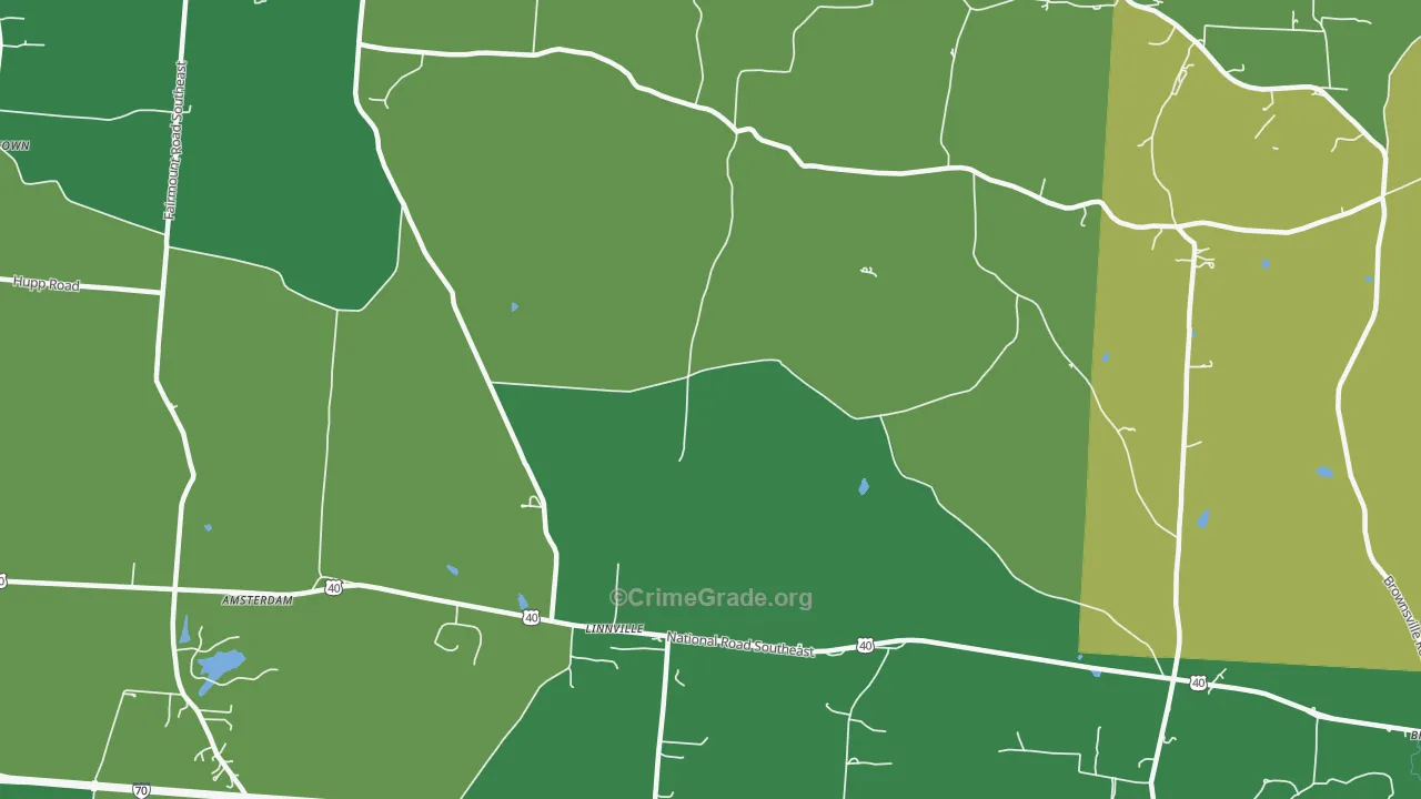 Linnville, OH Map of Burglary Rates