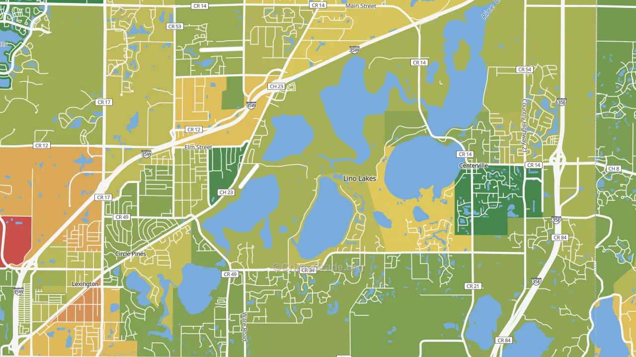 Lino Lakes, MN Map of Burglary Rates