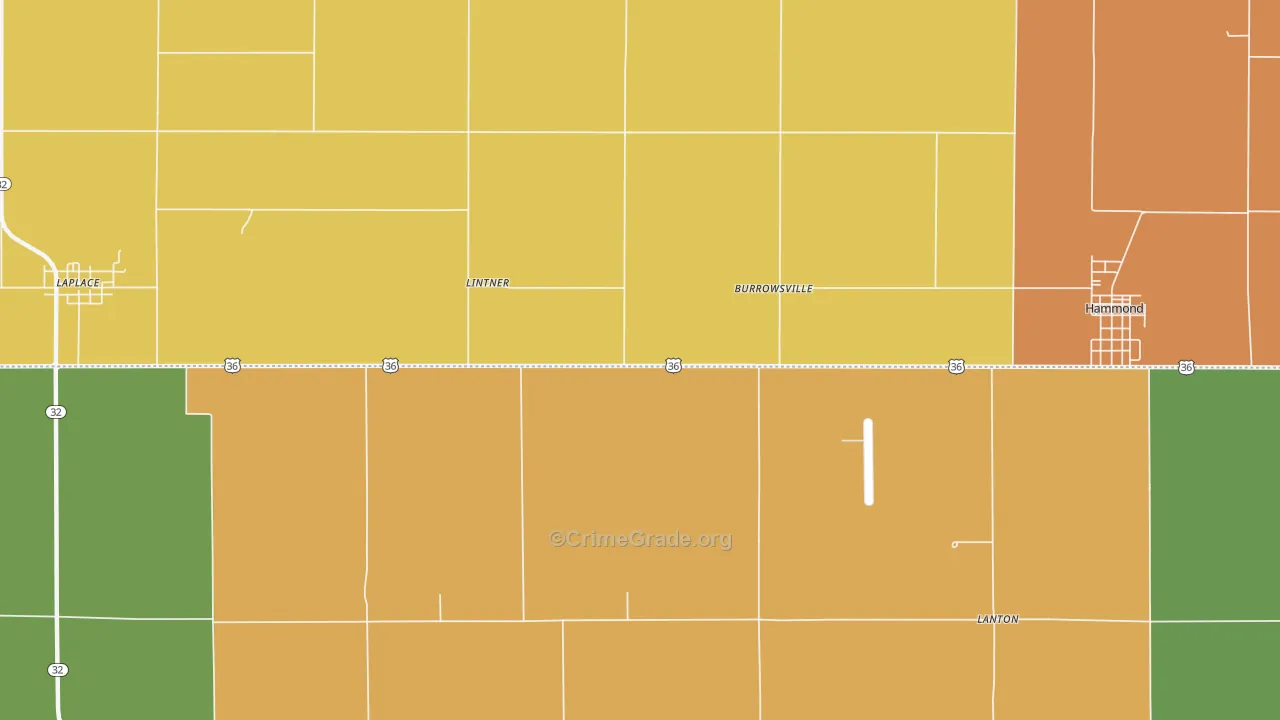 Lintner, IL Map of Burglary Rates