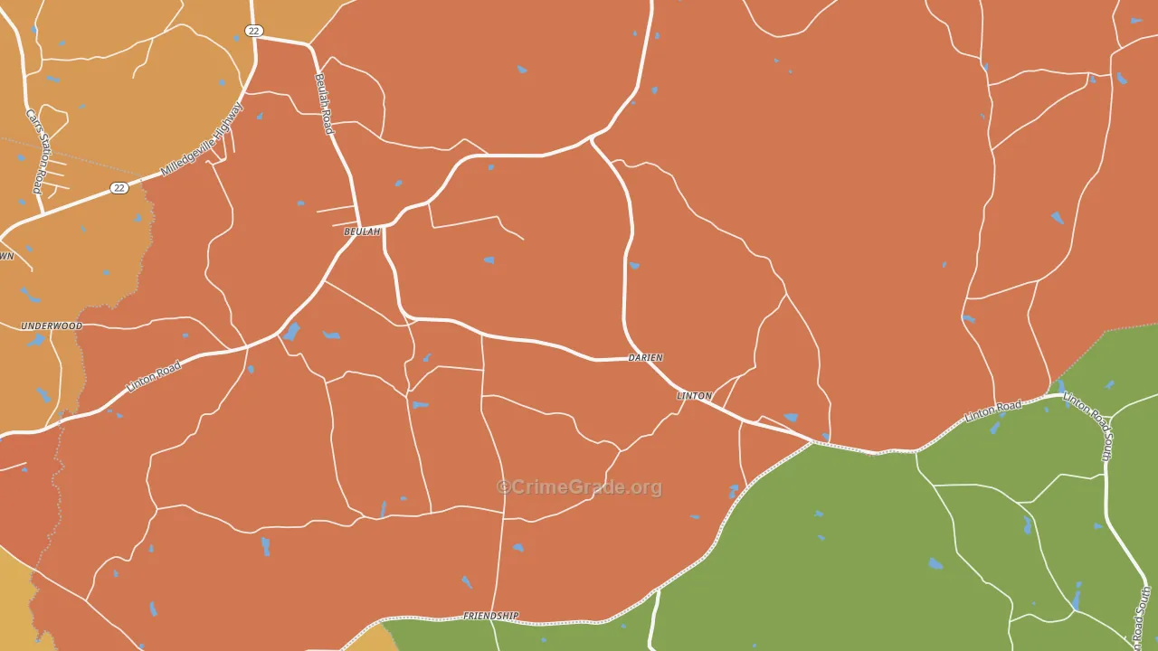 Linton, GA Map of Burglary Rates