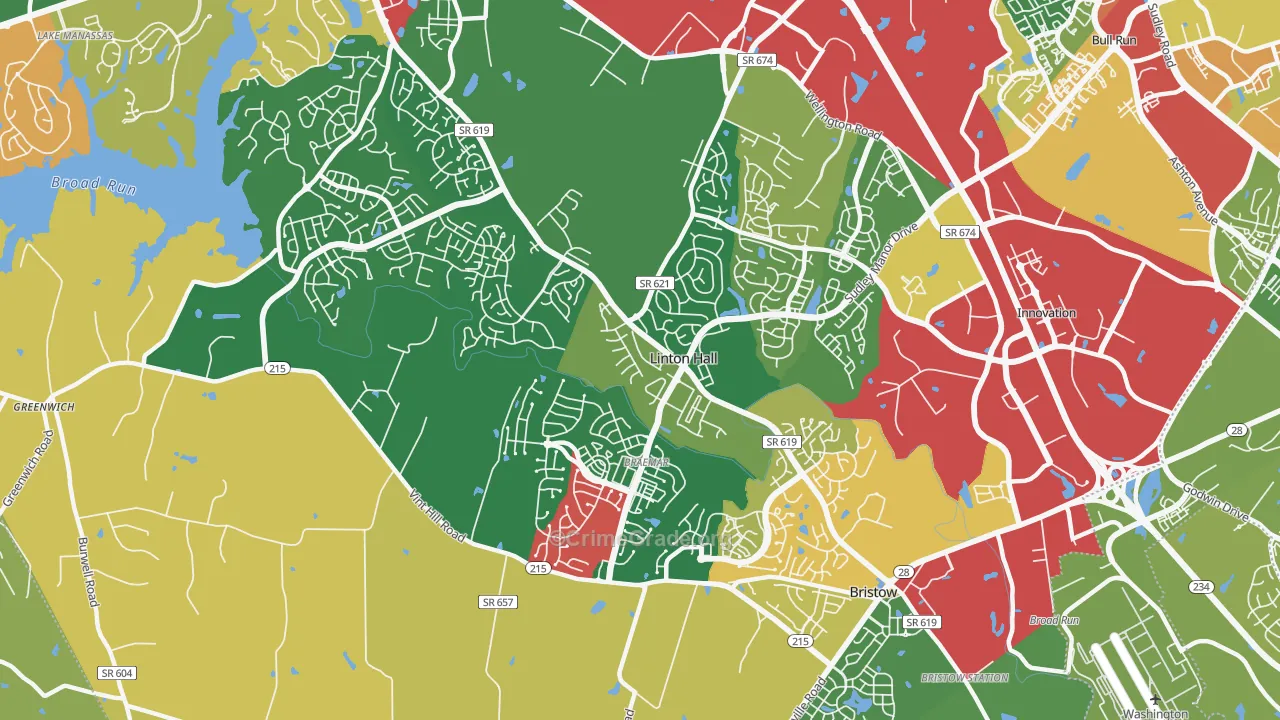 Linton Hall, VA Map of Burglary Rates