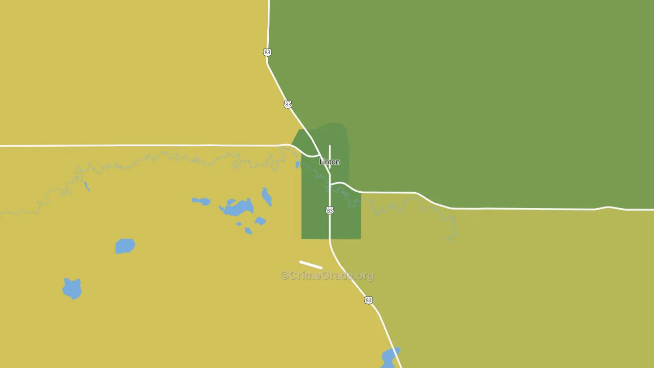 Linton, ND Map of Burglary Rates