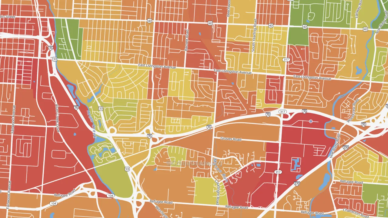 Linwood, Columbus, OH Map of Burglary Rates