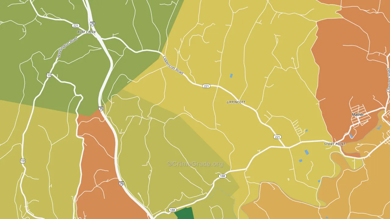 Lippincott, PA Map of Burglary Rates