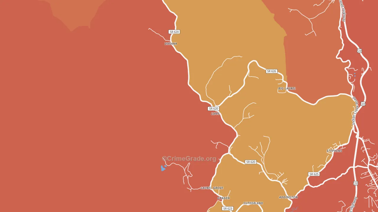 Lipps, VA Map of Burglary Rates