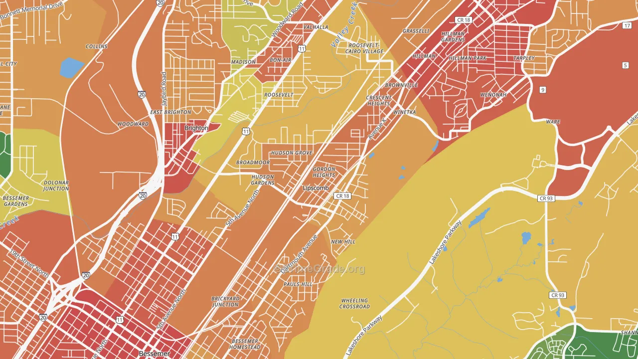 Lipscomb, AL Map of Burglary Rates