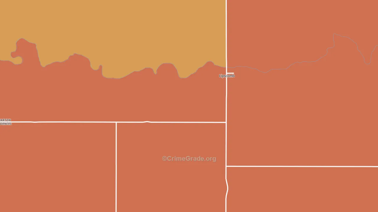 Lipscomb, TX Map of Burglary Rates