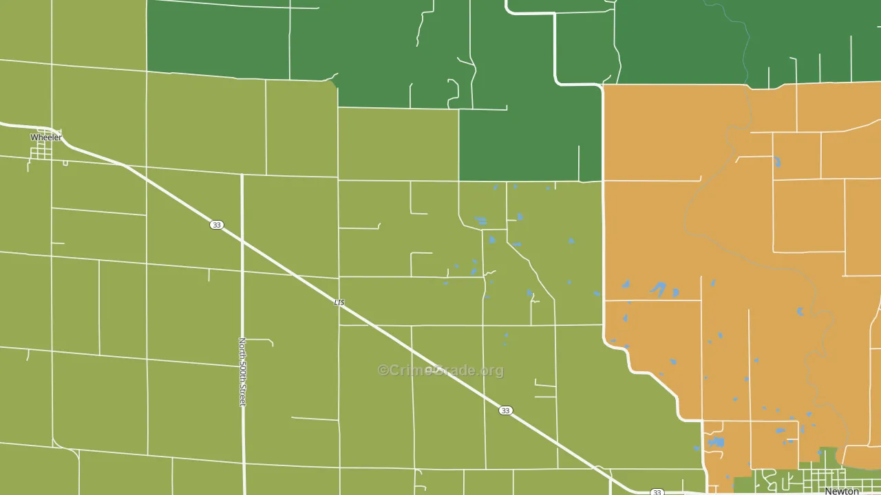 Lis, IL Map of Burglary Rates