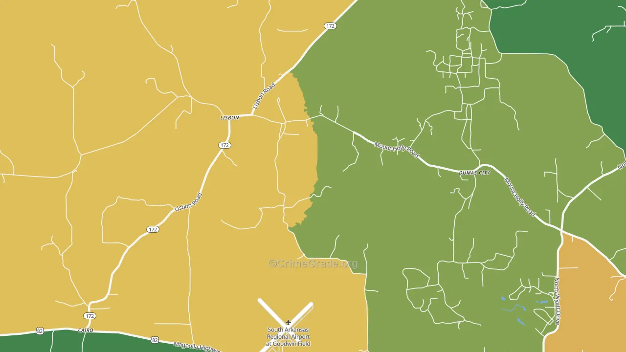 Lisbon, AR Map of Burglary Rates
