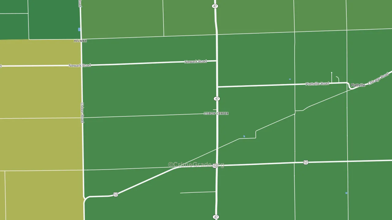 Lisbon Center, IL Map of Burglary Rates