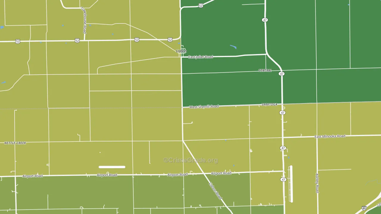 Lisbon, IL Map of Burglary Rates