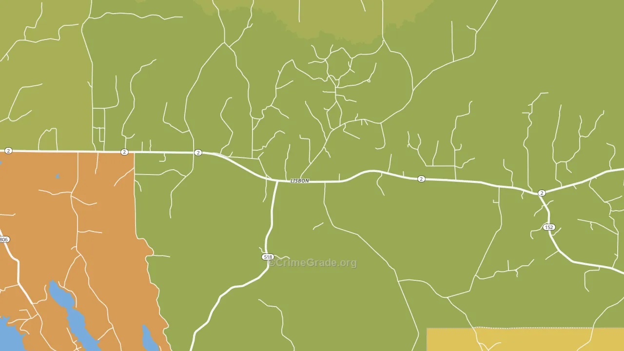 Lisbon, LA Map of Burglary Rates