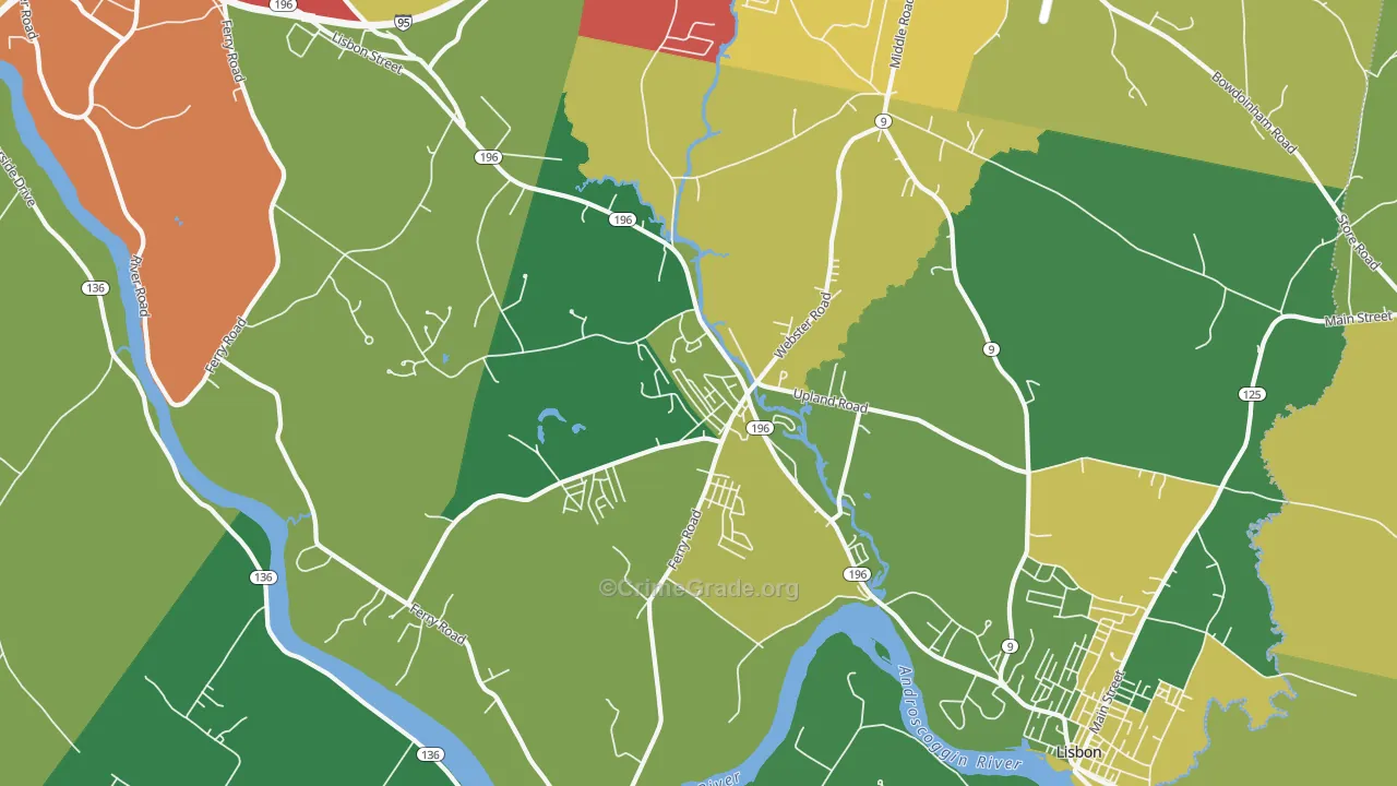 Lisbon, ME Map of Burglary Rates