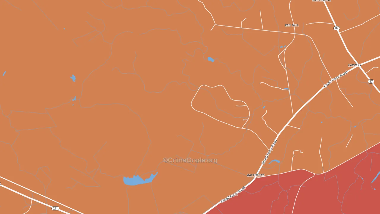 Lisbon, NC Map of Burglary Rates