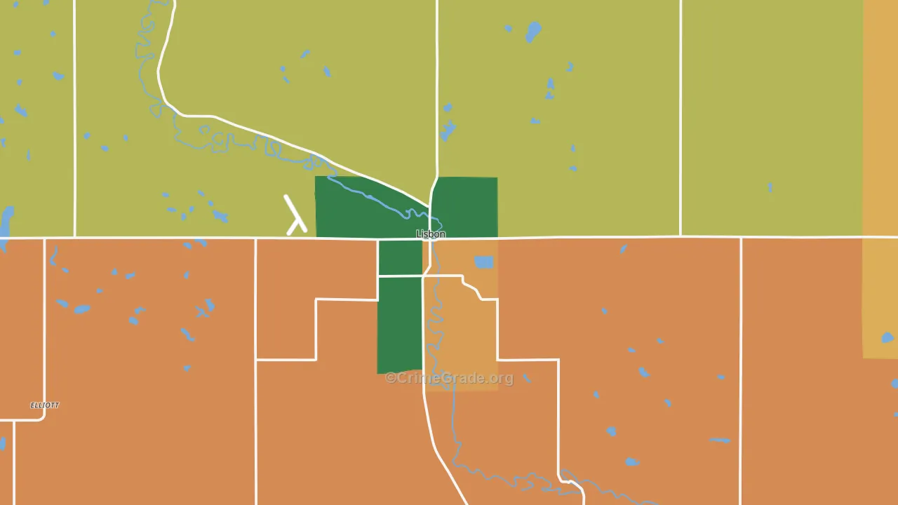 Lisbon, ND Map of Burglary Rates
