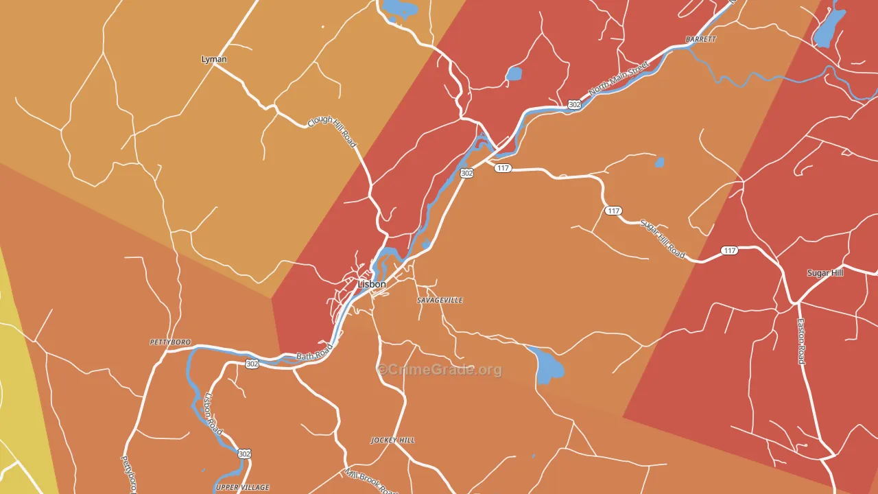 Lisbon, NH Map of Burglary Rates
